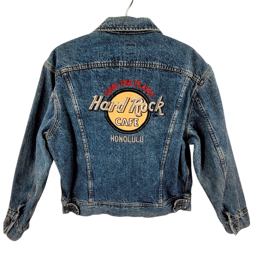 Retro Hard Rock Cafe Honolulu Denim Jacket‎ 6 Button Lee Jean Jacket Streetwear